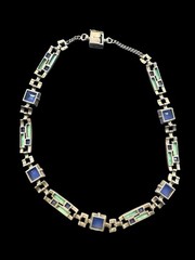 art nouveau art deco Theodor Fahrner silver Chalcedon And Amazonite necklace