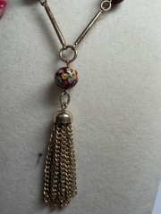 Vintage Sarah Coventry 1974 “Venetian Treasure” Gold Y Style with Red Glass Bead