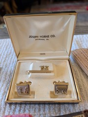 Vintage mixed lot swank set,Sheffield clock,ring watch,mini webster dictionary