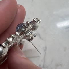 Vintage Style Blue Rhinestone Crystal Brooch Pin Snowflake Design 1 1/2 n D