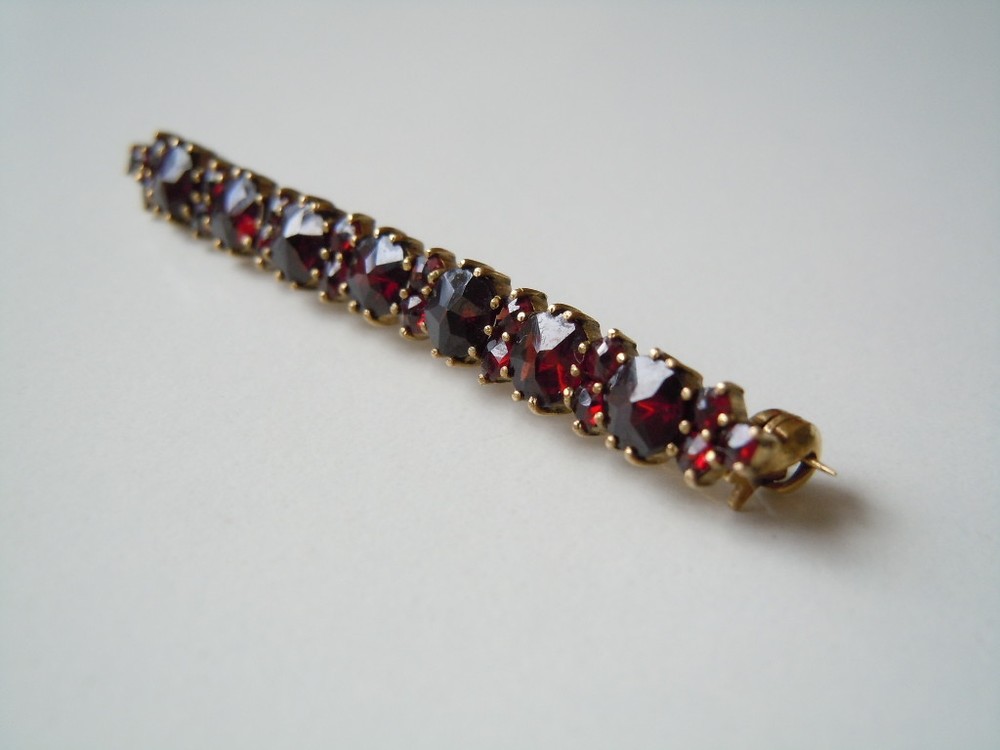 Brooch Garnet Norm Stamp Gold Plated 3.1 G/5.4 X 0.5 Cm