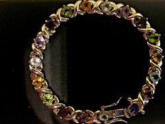 Vintage 925 Sterling Silver FAS/Gemstone Tennis Bracelet – 7″