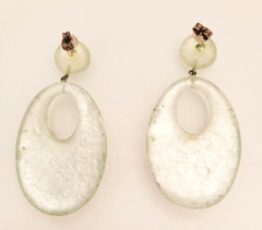 Lucite Glittery Flush Set Rhinestones 925 Sterling Silver Post Dangle Earrings