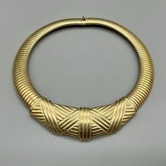 Vintage Gallery Originals Gold Tone Collar Necklace Textured Statement Choker