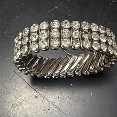 Vintage Japan Rhinestone Stretch Bracelet 3 Row 1950’s Gorgeous Fits Most All