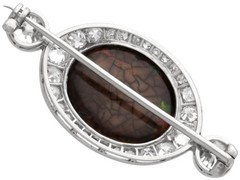 Antique 8.64Ct Boulder Opal and 3.00Ct Diamond Platinum Brooch Circa 1900