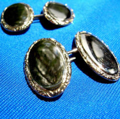 Original Antique Art Deco SOLID 14K GOLD Cuff Links Vintage Hand Engraved Design