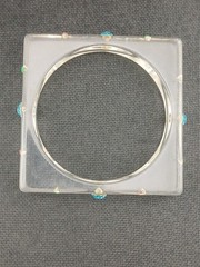 MID-CENTURY Clear Square lucite multicolor inset faceted stones bangle bracelet