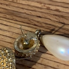 Vintage Monet 2 Inch Long Pearl Drop Dangle Earrings Pierced
