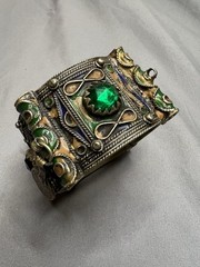 Antique Berber Silver Enamel Cuff Bracelet c.1900 North Africa (Kabyle Attrib.)