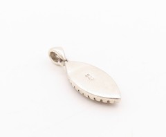 925 Sterling Silver Vintage Pendant Marquise Shape Pink Opal PT24697