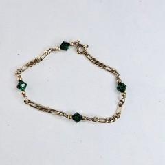 Estate Faux EMERALD TENNIS BRACELET 1/20 14k Gold 6 3/4″