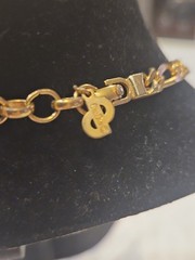 Vintage Christian Dior Classic Logo Black Rhinestone Gold Chain Necklace 18 In