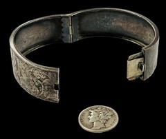 Antique English Victorian Sterling Silver Buckle Bangle Bracelet RWH 925/1000