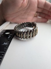 VTG WWII 1940s LaMode Sweetheart Heart Expansion Bracelet Precious Metal Petina