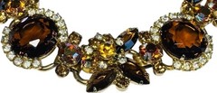 JULIANA D&E 5 Link BRACELET GOLD TONE TOPAZ & AB RHINESTONE VINTAGE