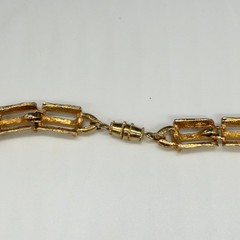 Vintage Necklace Textured Gold Tone Barrel Beads 32 inches