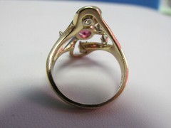 Beautiful Pink Tourmaline and Diamond Ring 14k Gold Size 7.5 MAKE OFFER