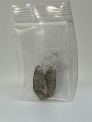 Natural Dendritic Fern Agate French Wire Flat Pull Drop Earrings lightweight