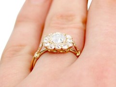 Antique Contemporary 1.69 Ct Old Cut Diamond 18k Rose Gold Cluster Ring Size 6