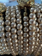 Lot Of 12 Piece Rose Gold Tone / Off- White Faux Pearl Gold Tone Clasp Bracelets