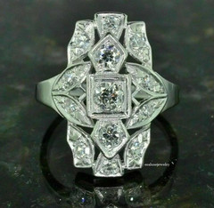 Vintage Style Round Lab Created Diamond 14K White Gold Finish Anniversary Ring