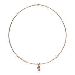 Sterling Silver Pink Stone Marquise Pendant Necklace Choker Mexico 5 3/4″ Dia.