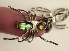 Alpaca Mexico Silver Spider Web Slave Cuff Bracelet With Abalone Or Paua 1980’s