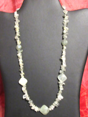 Natural Prehnite Gemstone beaded cabel strung Necklace 20″ L
