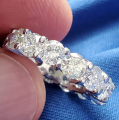 Original EARTH MINED DIAMOND Deco Band Vintage Eternity Anniversary Ring Size 7