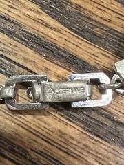 Antique Designer Rhinestone Sterling Silver Bracelet 7 Inches