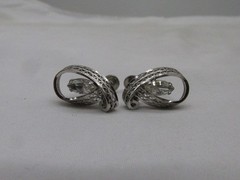 Vintage Ann Lee Sterling Silver Rhinestone Screw Back Earrings .75 x .5″ #813
