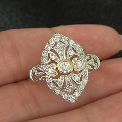 Vintage1890s Victorian Style LabCreated Diamond Circa Engagement 14K GoldFN Ring