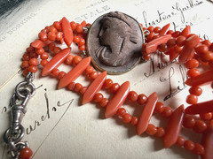 Victorian 800 silver Coral Lava Cameo Necklace, Swivel Clasp – Grand Tour