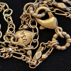 Sweet Romance Shelley Cooper 3D Domed Medallion Double Strand Necklace Brass 21″