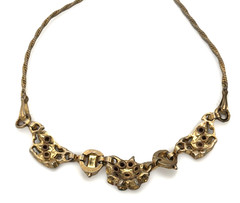 Vintage Barclay Signed Rhinestone Floral Bib Necklace Multicolor Statement