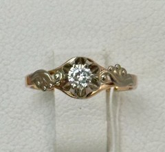 Vintage Original Rose & White Gold Cubic Zirconia Ring 585 14K 2.43 g. 7 1/4 US