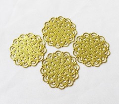 50pcs Round Brass Stamping 31mm Flower Filigree Finding DIY Crafts