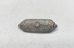 925 Sterling Silver WWII AWVS Pin Filigree Brooch Pink CZ Heart Ring Lot of 3