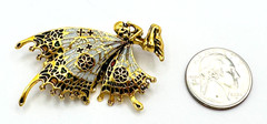 Gold Tone & Multicolor Enamel Fairy With Butterfly Wings Brooch Contemporary