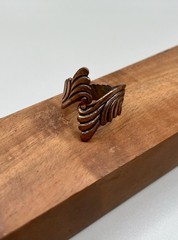 Vintage 70s Solid Copper Adjustable Wrap Ring Art Nouveau Scroll Southwestern