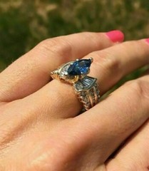 Art Deco 2.50Ct Marquise Sapphire & Lab Created Diamond 925 Silver Wedding Ring