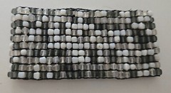 Vintage Beaded Stretch Bracelet 1 3/4” Wide Cuff Style – Multi Gray White Clear