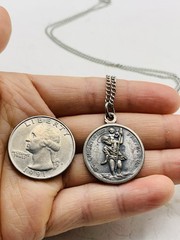 Vintage Saint Anthony Pray For Us St Christopher Protect Us 24” Necklace