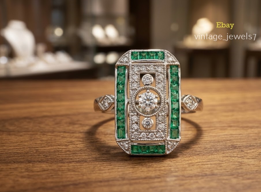 Lab Created 1.60CT Round Cut Diamond Vintage Art Deco Ring 14K White Gold Finish