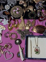 Costume Jewelry Brooch Lot Bakelite, Eisenberg, Jay Strongwater, Swarovski, JJ