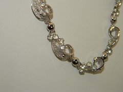 Vintage Sorrento Sterling Rhinestone Filigree Necklace