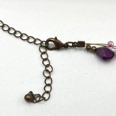 Vintage Style Purple Beaded Illusion Necklace Bronze Tone Boho Statement Fashion