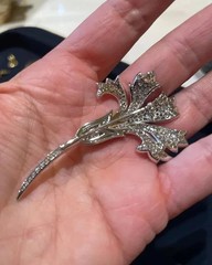 2.50Ct Round Cut Lab Created Women’s Lily Flower Brooch 14K White Gold Plated