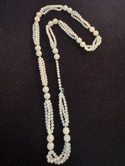 Vintage Chinese Green Jadeite Beaded 3 Strands Alternating 10mm Beads